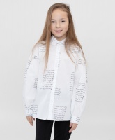 Блузка свободного кроя с принтом белая Button Blue, школьная форма для девочек  фото, kupilegko.ru